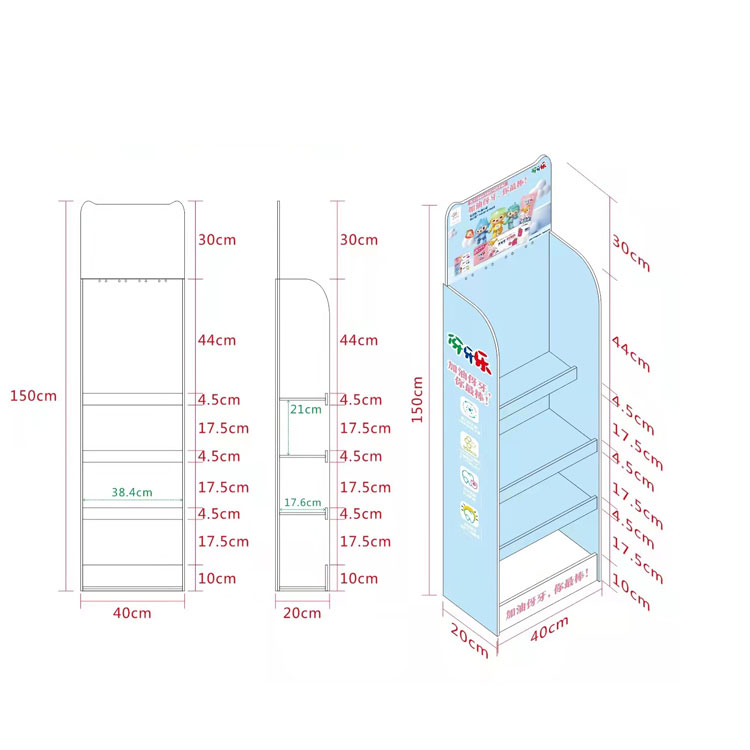 Drink Water Bottle Supermarket Shelves Paper Floor Cardboard Displays Stand