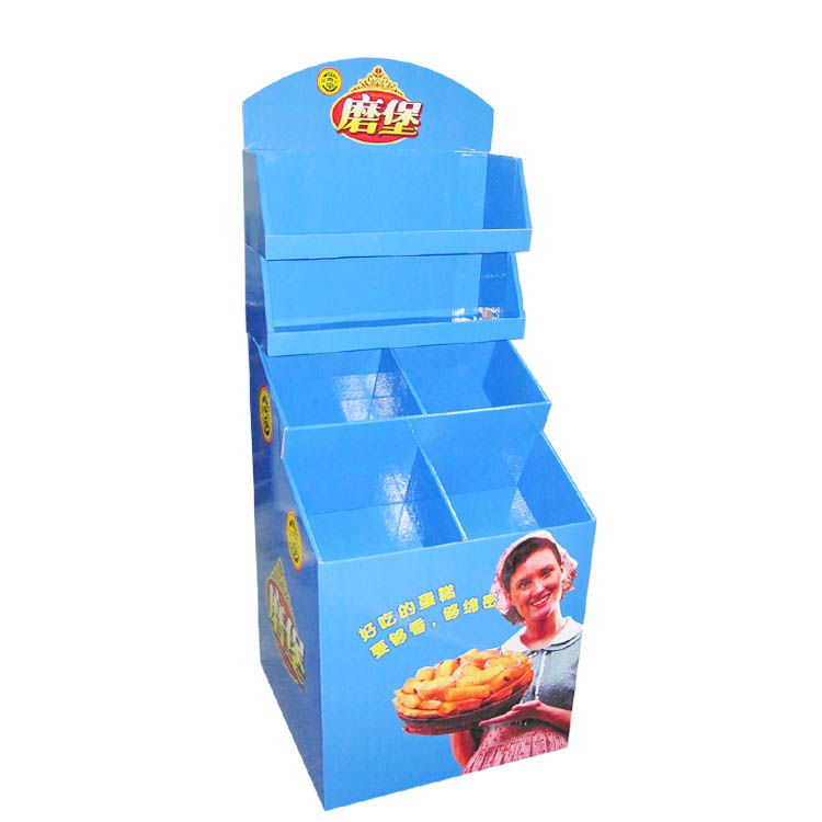 Advertising Pop Up Corrugated Carton Display Rack For Potato Chips Snacks Custom Retail Pos Cardboard Floor Display Stand