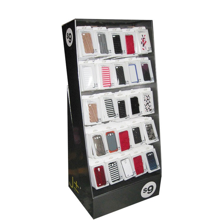 High Quality Cardboard Hair Salon Display Shelf Hook Hanging Hair Extensions Display Rack