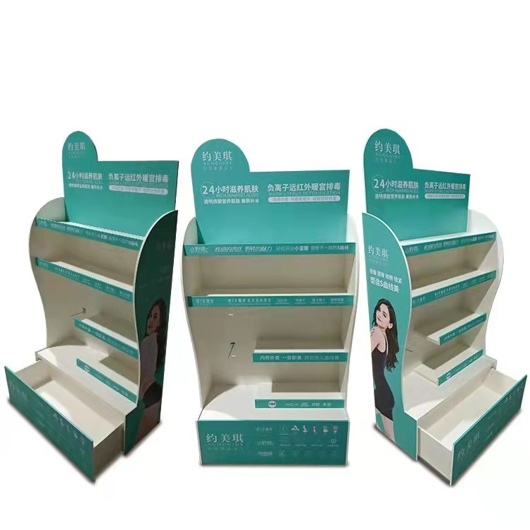 New Arrival Paper Cardboard Display Box Durable Cosmetic Skin Care Counter Display Stand 