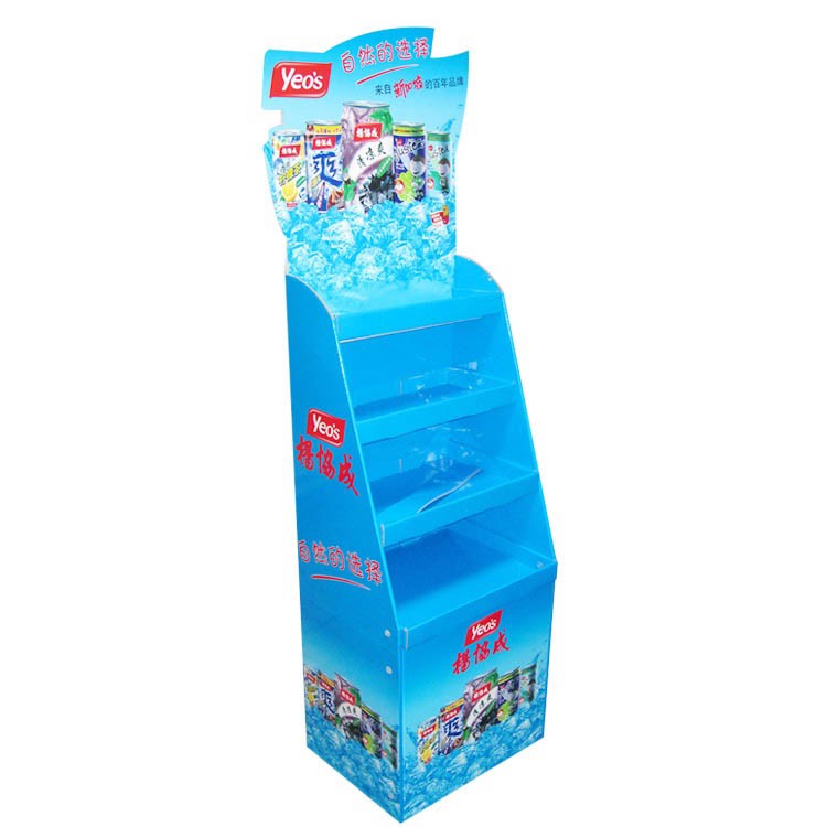 Retail Cardboard Display POP Floor Display Stand For Drink