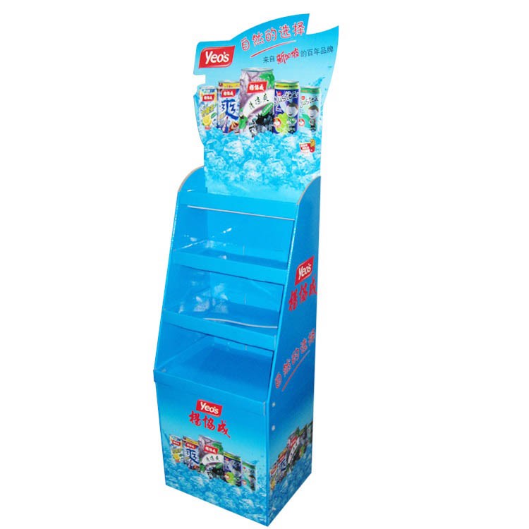 Retail Cardboard Display POP Floor Display Stand For Drink