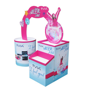 Rotating double sided Fashionable PDQ Display Box, Small Cardboard Counter Display Stands 