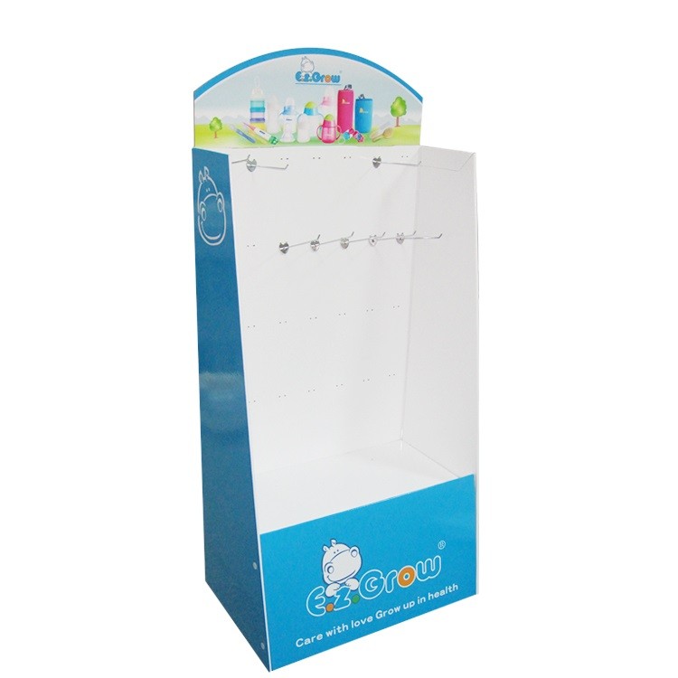 Heavy Duty Stable Paper Free Standing With Hooks Cardboard Floor Display 